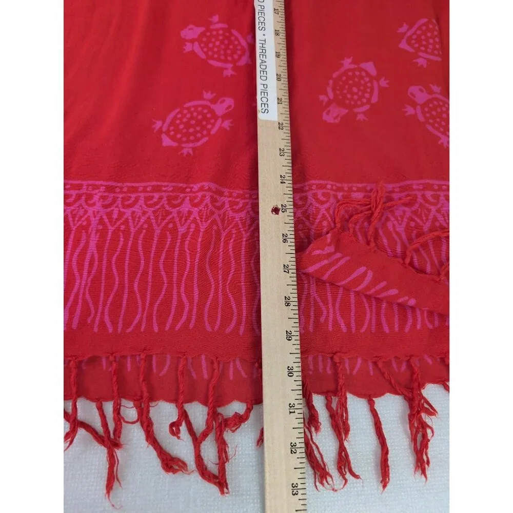 The American Sarong Co Tunic Kaftan Cover Up Womens One Size Red Turtle‎ Print
